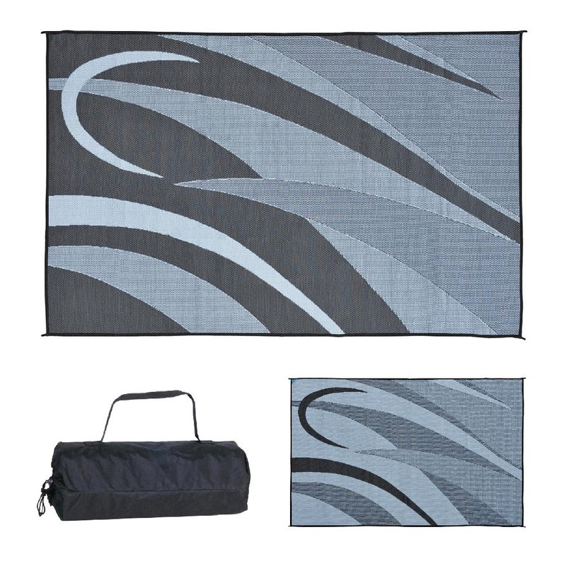 Stylish Camping GA1 Reversible Graphic Patio Mat-8' x 12', Black/Silver - Image 1